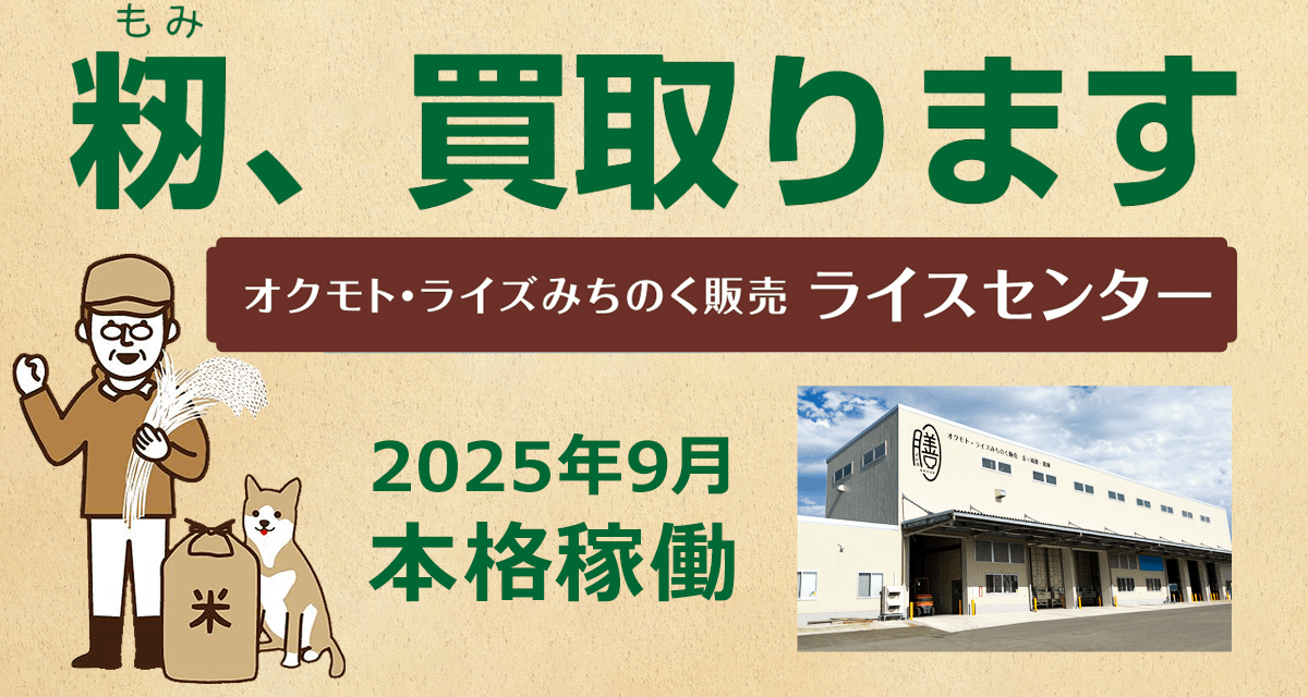 籾(もみ)、買い取ります オクモト・ライズみちのく販売 ライスセンター